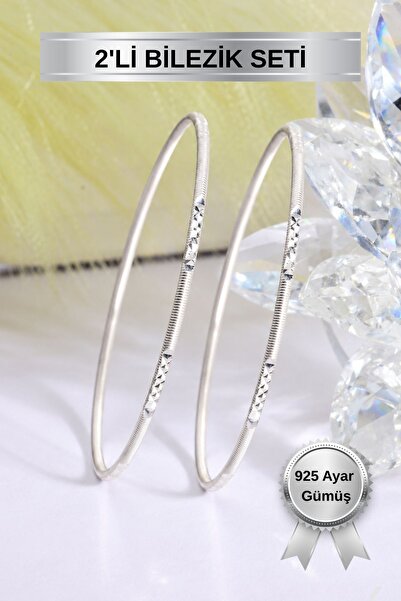 innuendo jewelery 925 Ayar Gümüş Kalemli Oluklu Desenli Ajda Kadın Bilezik 2'...