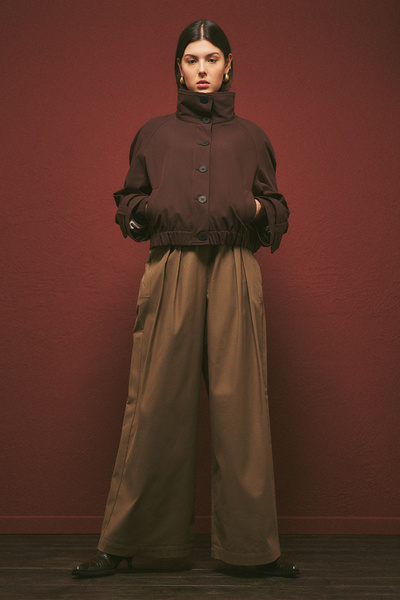 Manuka Wide Pleated Gabardine Pants Khaki