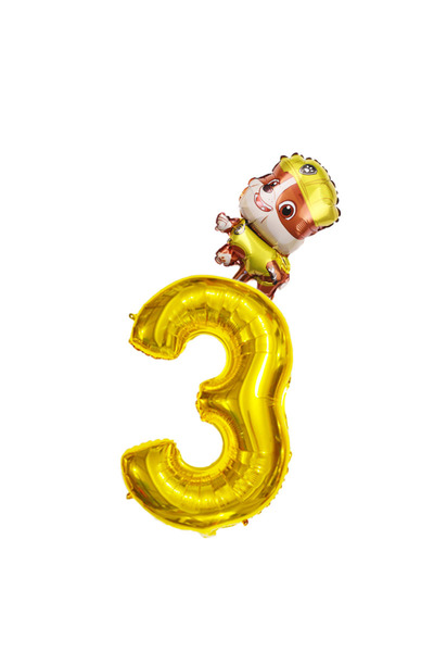 PAW PATROL 32inch golden-3 Cartoon 32 inches Number Foil Balloons Chase Skye ...