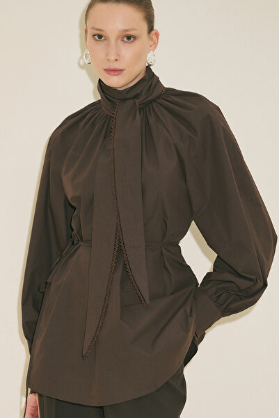 Manuka Tie-Neck Blouse Brown
