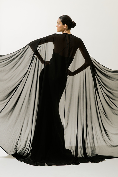 Manuka Frances Caped Evening Dress Black