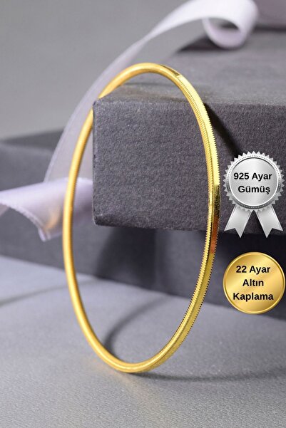 innuendo jewelery 925 Ayar Gümüş üzeri Altın Kaplama Oluklu Ajda Bilezik
