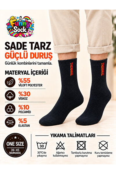 Funnysocksonline Funny Socks Termal Siyah Çorap – Sıcak Tutan & Konforlu