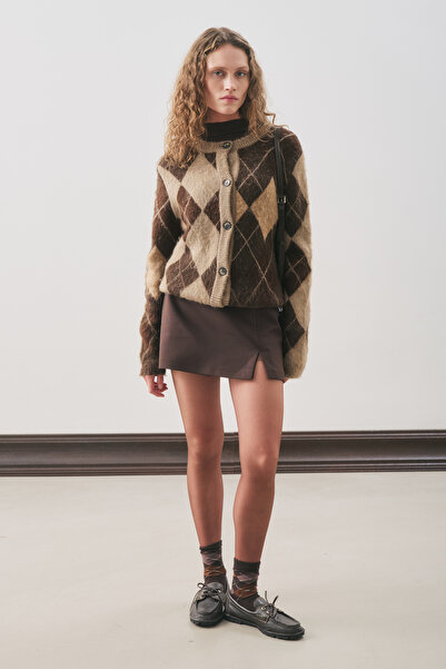 Manuka Baklava Patterned Cardigan Brown