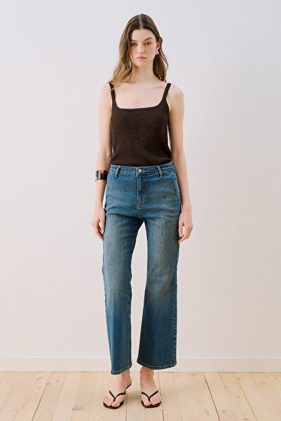 Manuka Mid waist flare leg jeans blue