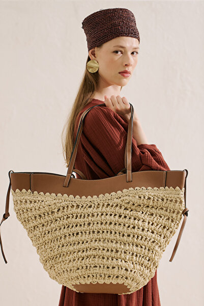 Manuka Tessa Handbag with Wicked Leather Handle Beige