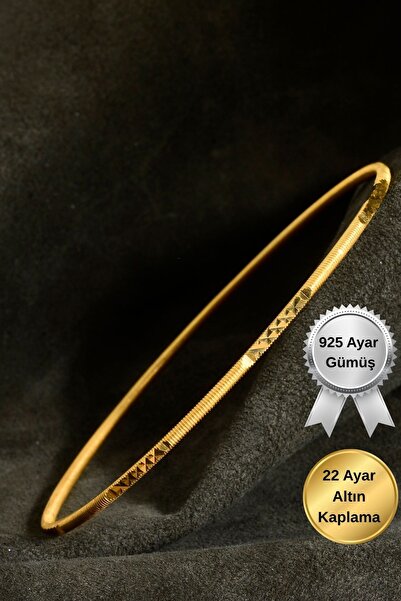 innuendo jewelery 925 Ayar Gümüş 22 Ayar Altın Kaplama Kalemli Desenli Ajda K...