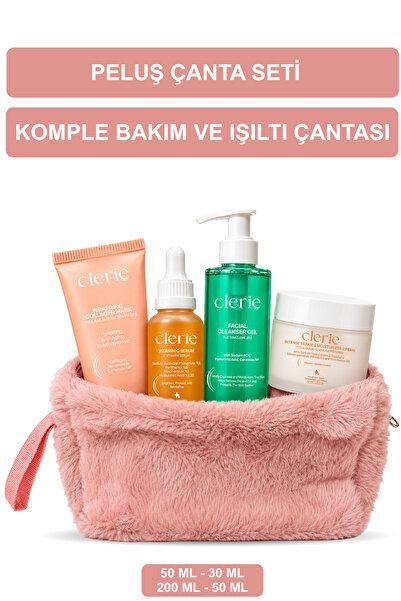 Clerie Hediye Seti - 4’lü Cilt Bakım Seti + Peluş Çanta