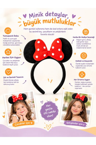 shop Minnie Model Black Crown with Polka Dot Ribbon for Women and Girls-New