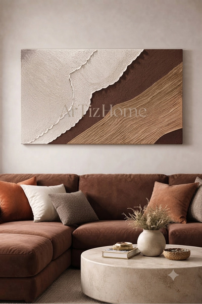 ArTiz Home Dokulu Alçı Tablo El Yapımı 3 Boyutlu Kabartma Tablo(Kıyı Yankıları)