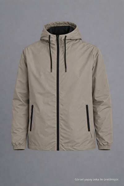 DAMGA JEANS Men's Basic Daily Brown Raincoat & Windbreaker