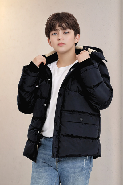 Lovrel Boy's Winter Thick Fiber Filling Inner Fleece Lined Hooded Boys' Coat Jacket