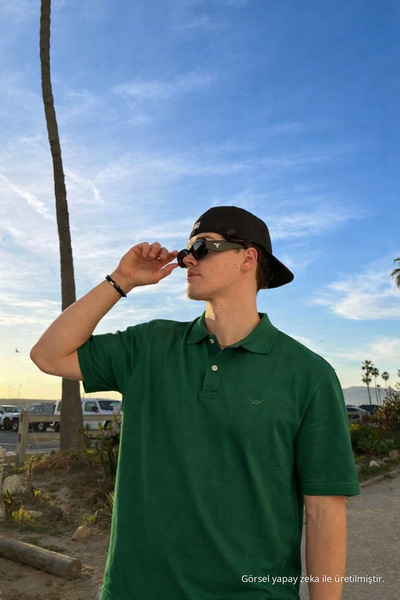 DAMGA JEANS Men's Cotton Pack Trend Green Polo Collar T-Shirts