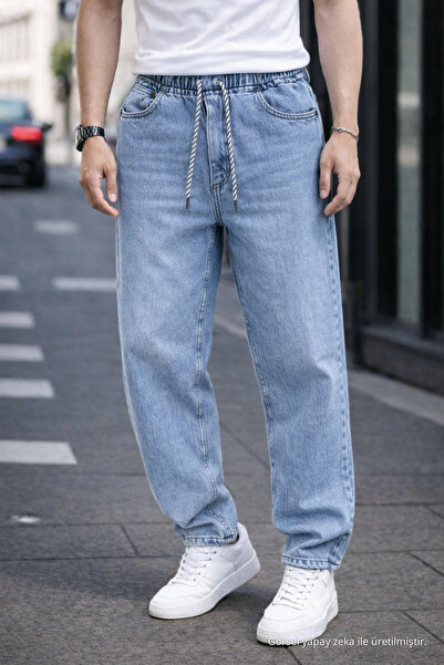 DAMGA JEANS Erkek Trend Pamuklu Mavi Baggy Kot Pantolon