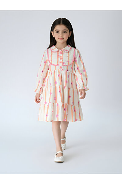 Bella Moda By Styli Girls Multi-Color All Over Floral Print Tiered Midi Dress