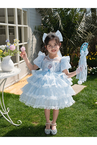 Take Two By Styli Girls Frozen Elsa Princess Costume Puffy Gauze Dress