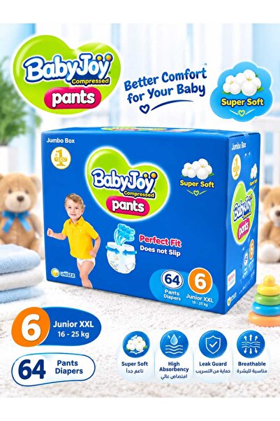 BabyJoy Culotte, Size 6, Junior XXL, 16+ Kg, Jumbo Box, 64 Diaper Pants