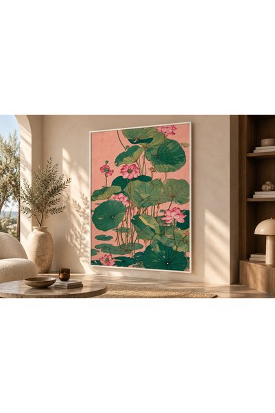 Boho wellness studio – Lotus Çiçekleri Gerçek Camlı Metal Çerçeveli Tablo | P...