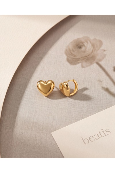 Beatis Gold Color Plump Heart Stylish Hoop Earrings