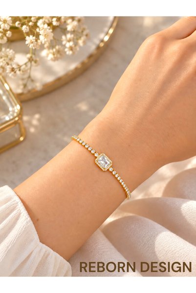 REBORN DESIGN Gold Color Waterway Baguette Model Bracelet