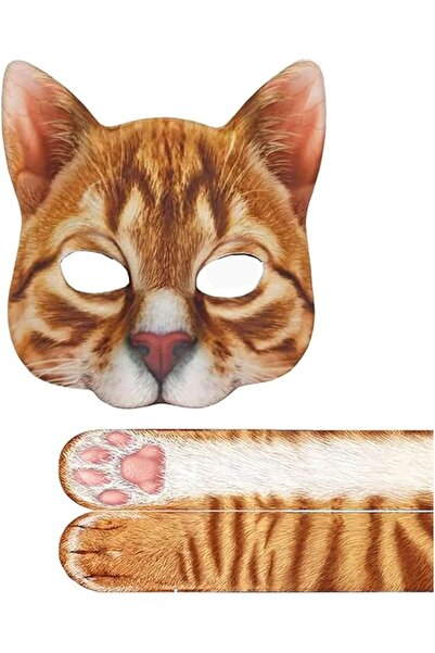GENERAL 3D Cat Costume Set for Kids and Adults with Funny Cat Mask and Paw So...