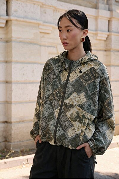 Suziş Hooded, Mesh-Lined, Patterned Seasonal Jacket Per9783
