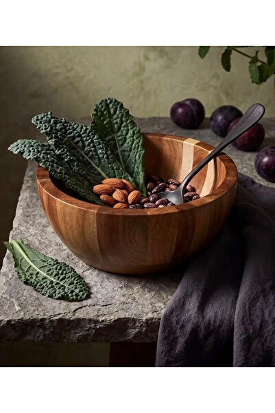 BEYNİS LİFE Ağacın İkinci Yaşamı Büyük Boy Ahşap Kase - Doğal Bambu Salata Se...