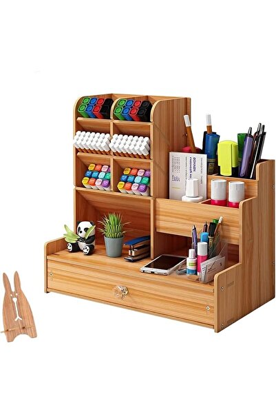X SPRING Xspring Wood Desk Storage Organizer, Office Desk Organizer with Draw...