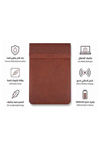 LAVN Luxury original soft leather laptop bag wireless charger without battery...
