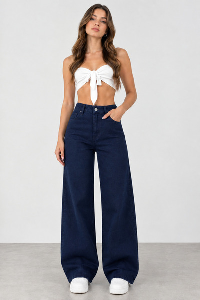 Kaizer Jeans Cristian 90's Lacivert Palazzo Jean