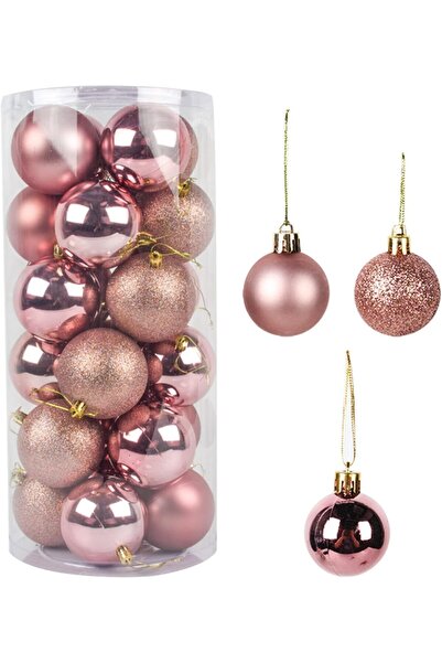 Generic Elegant Christmas Tree Ornaments, Rose Gold Shatterproof Baubles, 4cm...