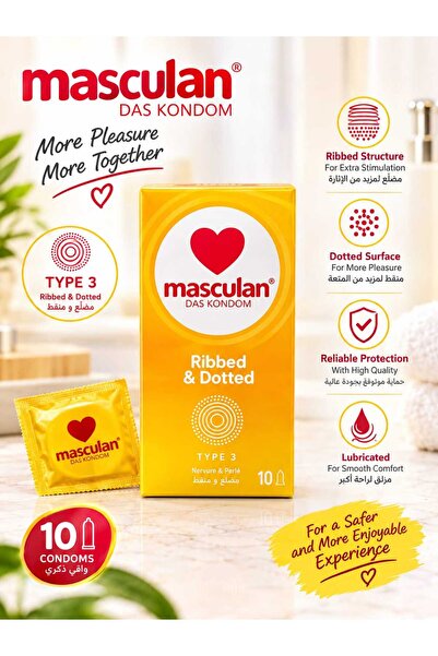 Masculan Ribbed and Textured Condoms - 10 Count