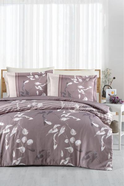 BOZBEYLER RANFORCE SINGLE PERSON Duvet Cover Set TIVORY DAMSON