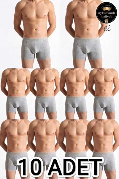 Tutku Men's Gray 10-Pack Cotton Lycra Boxers - Comfortable Flexible Underwear...