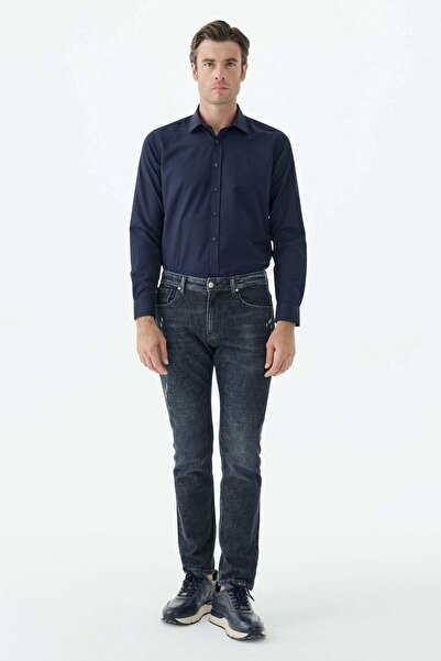 Jakamen Navy Blue Comfort Fit Washable Jeans Denim Trousers