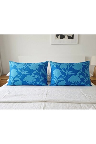 Zorluteks Zorlutekstil Cotton Satin Blue Patterned Pillowcase 2 Pieces