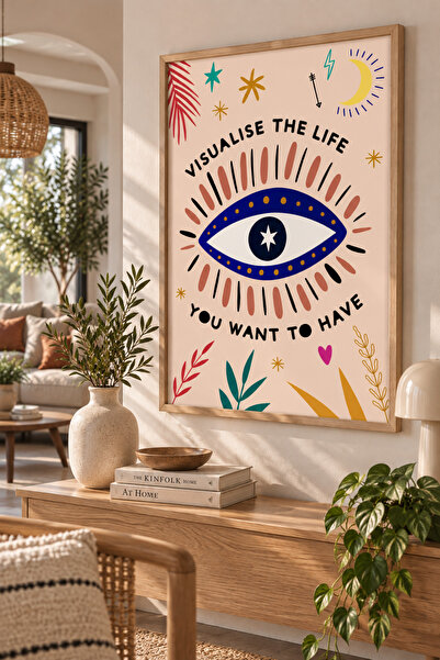 Pegziz Tablou modern în stil boem, înrămat, cu figură umană – Pictură decorat...