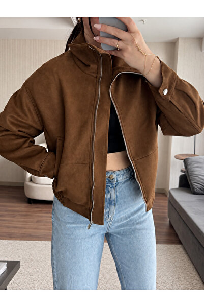 Ekim Store Zippered Suede Jacket with Pockets