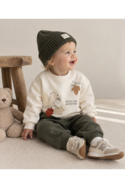 Mono Kids Bebek Woodland Adventure Sincaplı 2’li Sweatshirt Eşofman Takımı Ek...