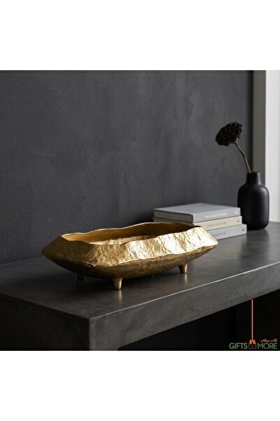 Sembol SCULPT CUBIC GOLD DEKORATİF TABAK 35X20X9