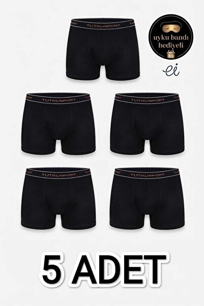 Tutku 5-Pack Black Cotton Lycra Sports Men's Boxer Set - Flexible Comfortable...