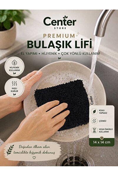 Çok Amaçlı Premium Bulaşık Lifi Siyah 14x14 cm