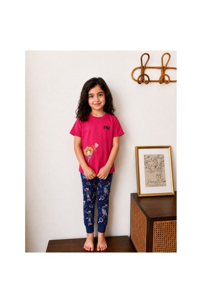 MK Pajama طقم بيجامة وردي للفتيات