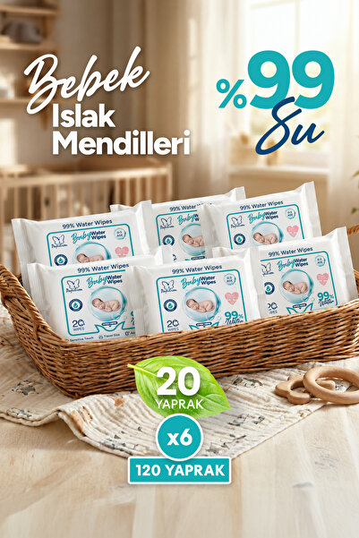 Papilion Bebek Water Wipes Islak Mendili %99 Su Bazlı Alkolsüz Parfümsüz 20 Y...
