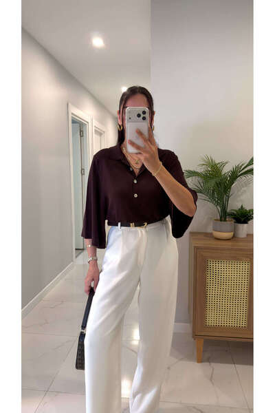 BİRCANÇİL Tehla Brown Polo Neck Knitwear