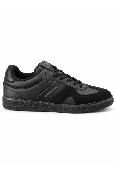 Men's Black Lace-Up Thick Sole Casual Comfortable Sports Shoes