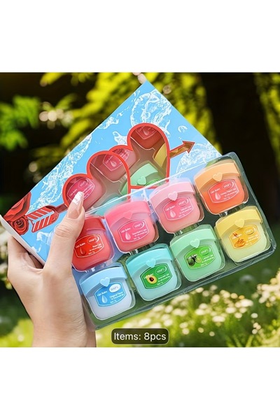 8’li Dudak Bakım Balmı Seti – Mini Kavanoz Lip Balm Hediyelik Set