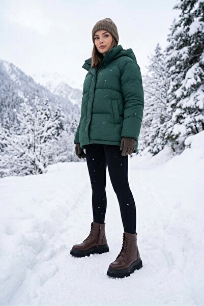 Deniz Terlik Genuine Leather Orthopedic Thick Soled Cold-Proof Women's Boots