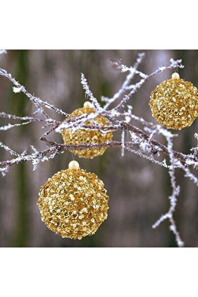 Generic Luxurious Christmas Ball Ornaments, Gold Sequined with Pearl Accents,...