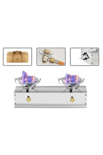 CAMPING FAMILY 2-burner stove with butterfly hose and case